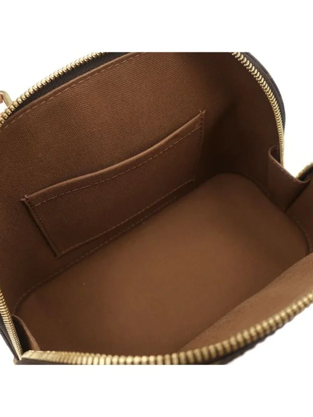 Louis Vuitton 2-Way Bag Alma BB Monogram Canvas Gold Brown Handbag Padlock